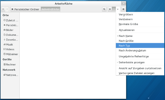 nautilus - Dateien sortieren